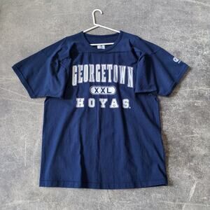 Vintage Georgetown Hoyas Shirt Mens L Jersey Blue USA Oversized Cotton Football